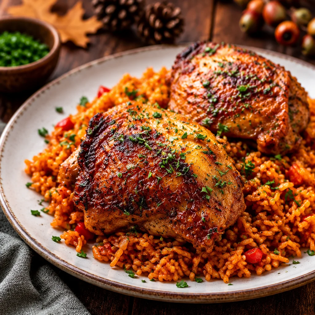 Delicious Easy Asian Chicken and Rice Recipe — One Pot served with vegetables.