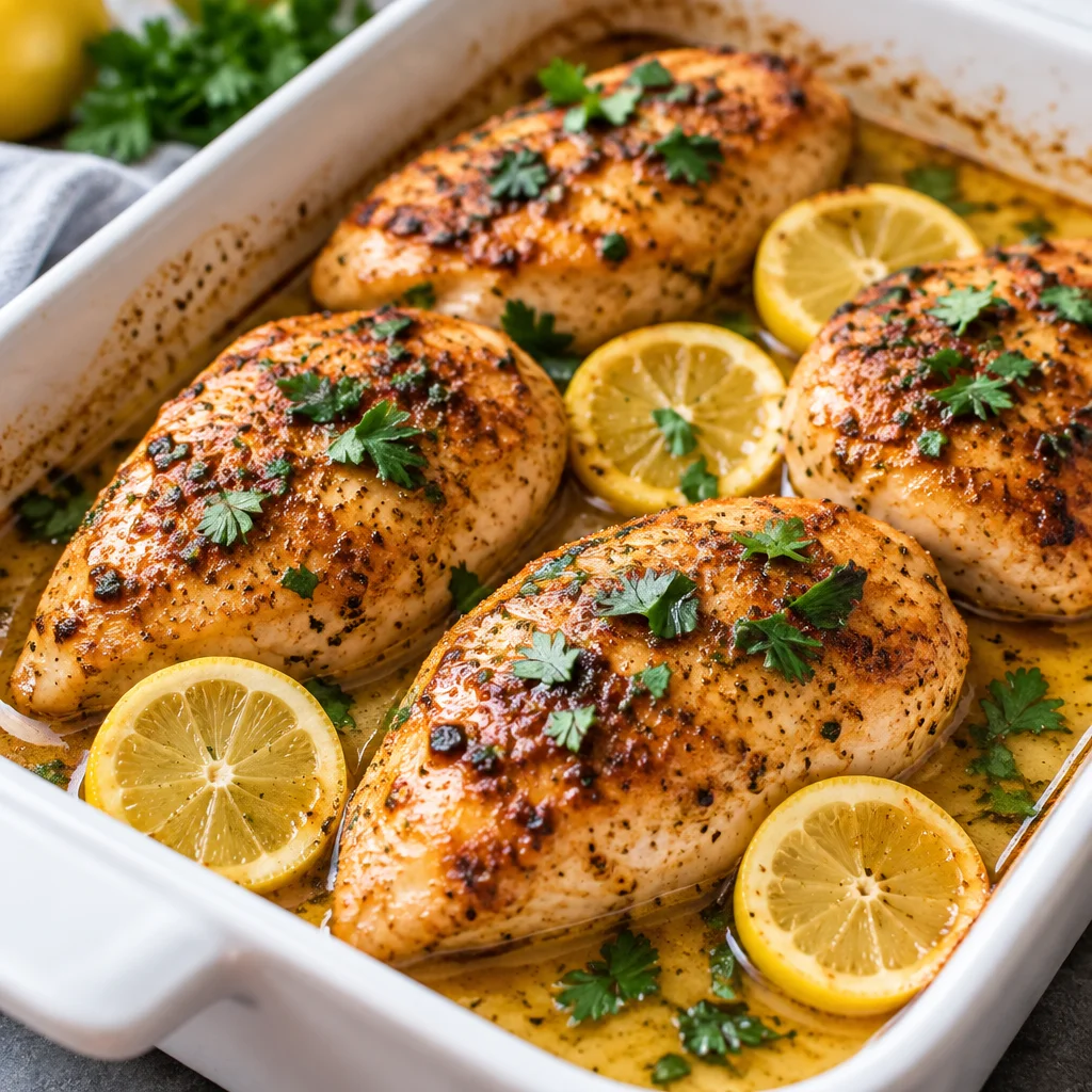 Juicy Easy Baked Chicken Breast cooked using the oven method for perfect tenderness.