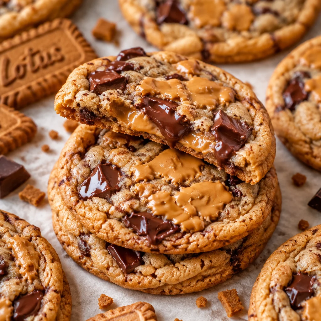 Delicious homemade Biscoff cookies with cinnamon and cookie butter, freshly baked.