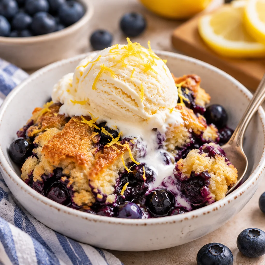 Delicious Easy Blueberry Dump Cake Recipe with Lemon Cream Cheese icing