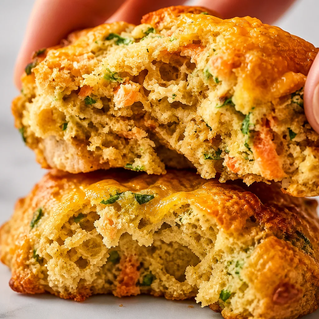 High protein breakfast biscuits ready for meal prep, fluffy and savory with cheese.