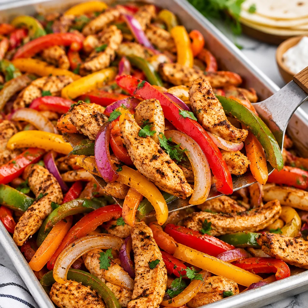 Delicious Easy Chicken Fajita Bake casserole with chicken, veggies, and cheese.