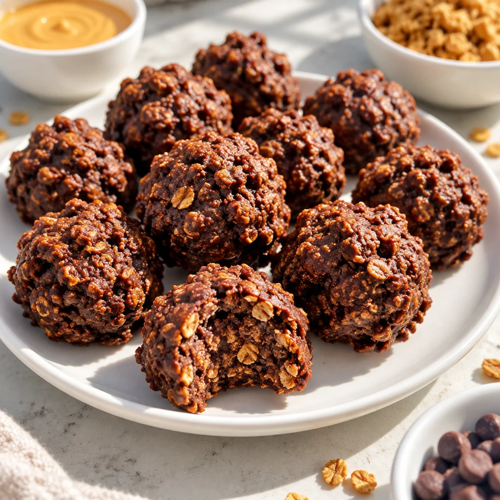 Easy Chocolate Rice Krispie Treats — No Bake Balls, a delightful sweet and crunchy dessert.