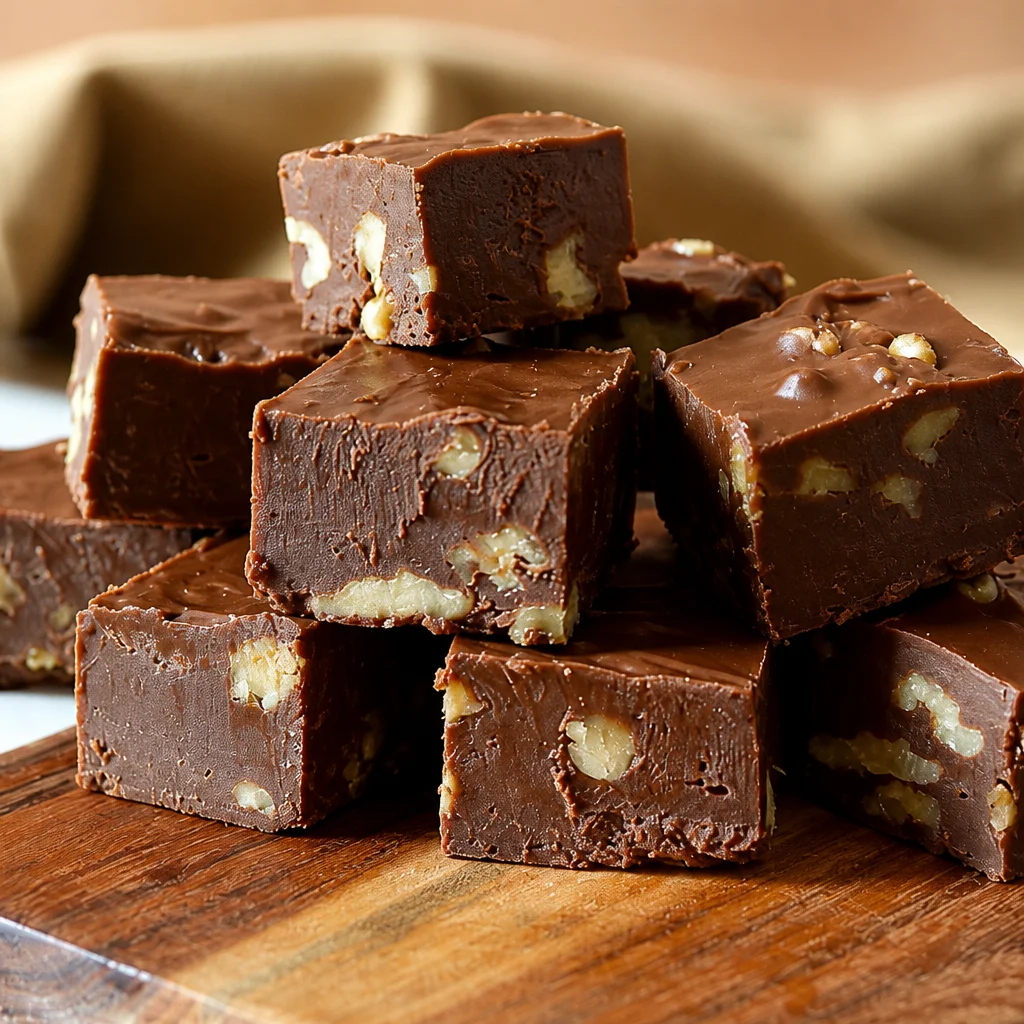 Easy Christmas Fudge with walnuts and festive sprinkles, perfect for gifting.