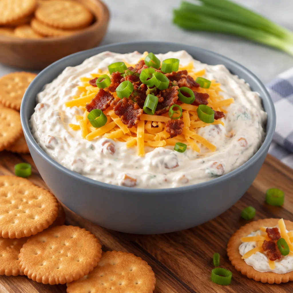 Delicious high protein crack dip served with fresh vegetables for dipping.