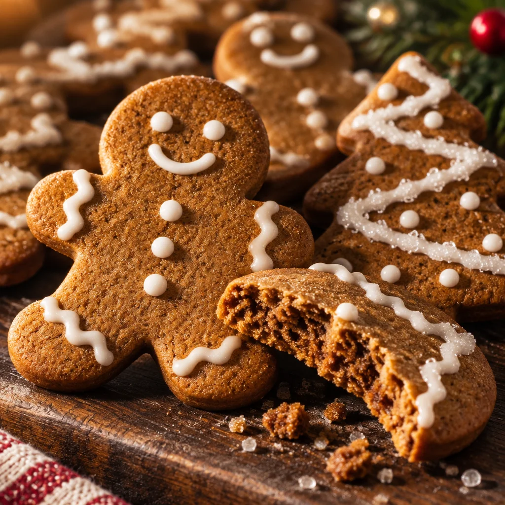 Delicious and soft gingerbread cookies baked with warm spices for the holidays.