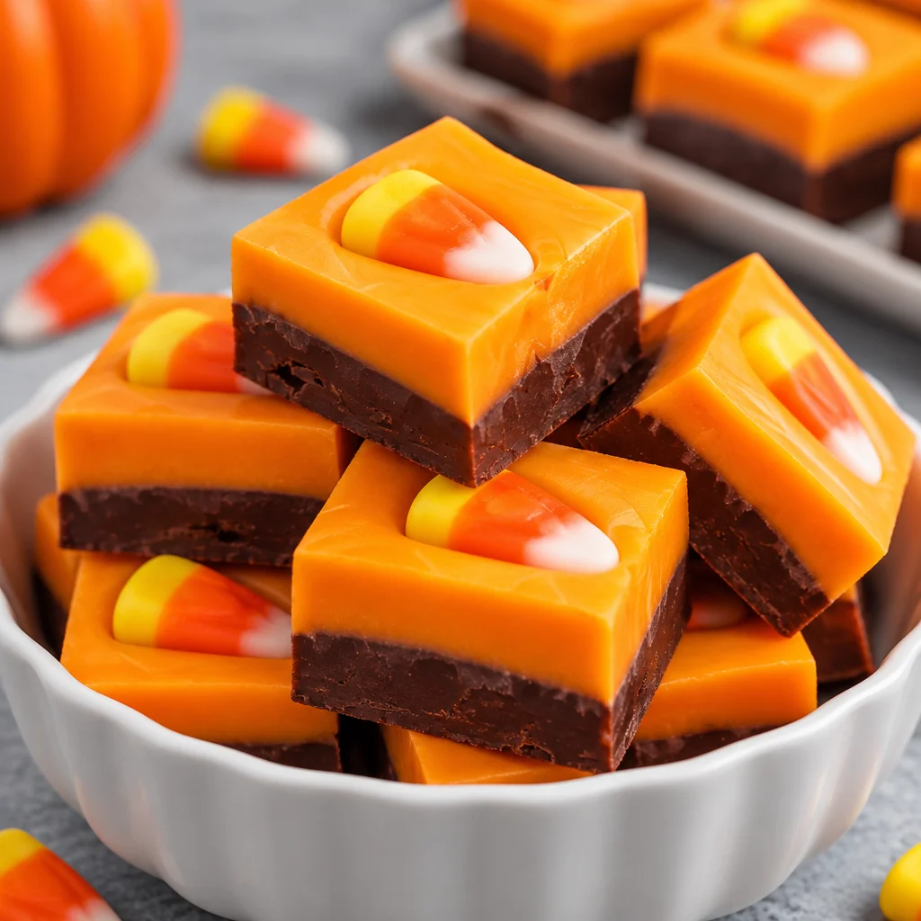 Delicious Halloween fudge recipe featuring chocolate and colorful layers for a festive treat.