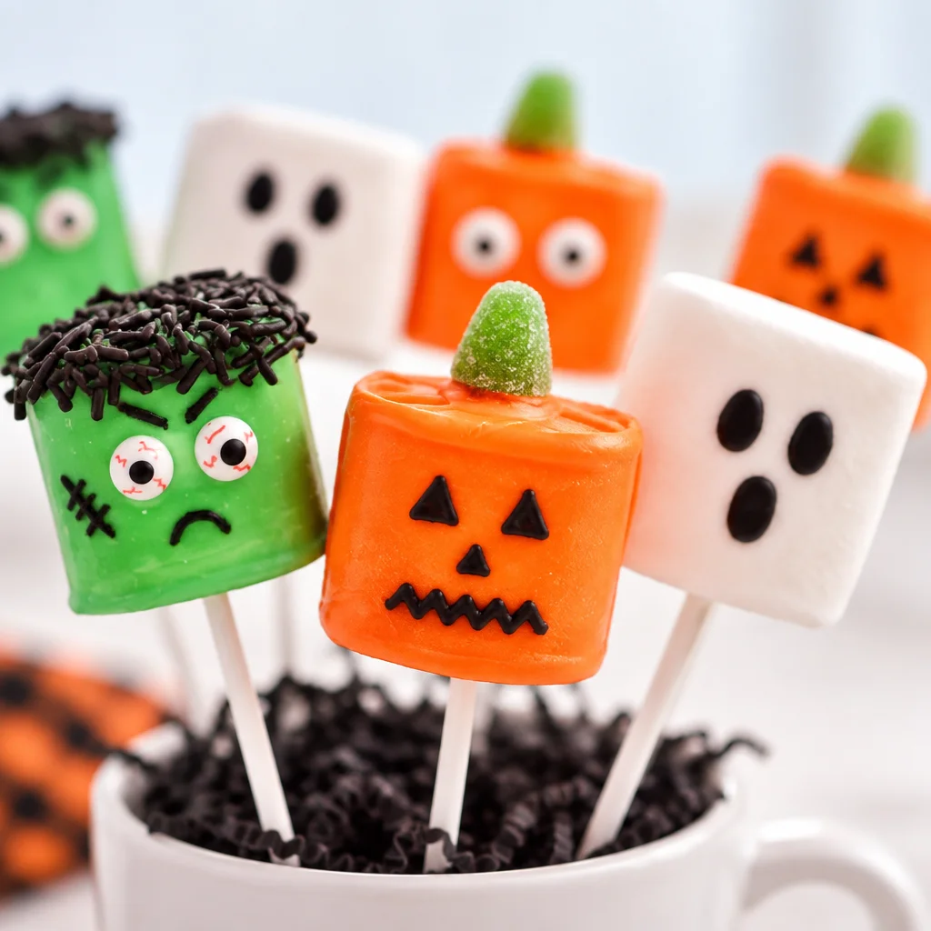 Easy Halloween Marshmallows treats for kids - perfect for Halloween parties.