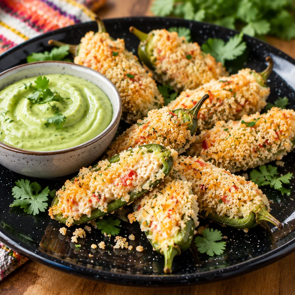 Homemade jalapeno poppers with cream cheese and bacon, served warm and crispy