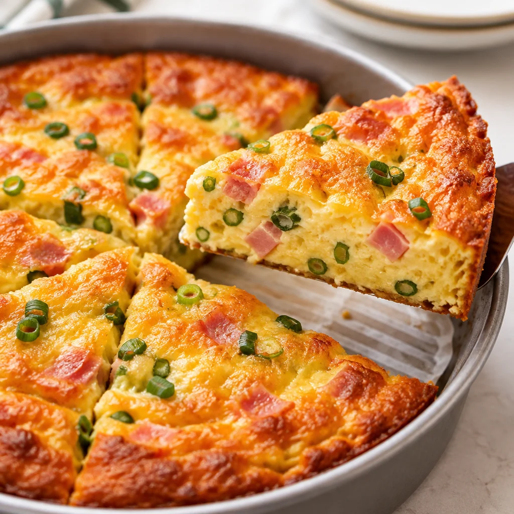Delicious ham and cheese quiche made with a premade crust for easy preparation.