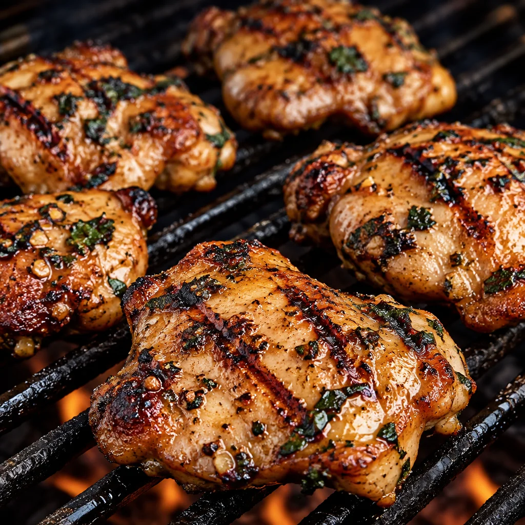 Grilled Thai chicken marinated in a flavorful Thai sauce, ready to serve.