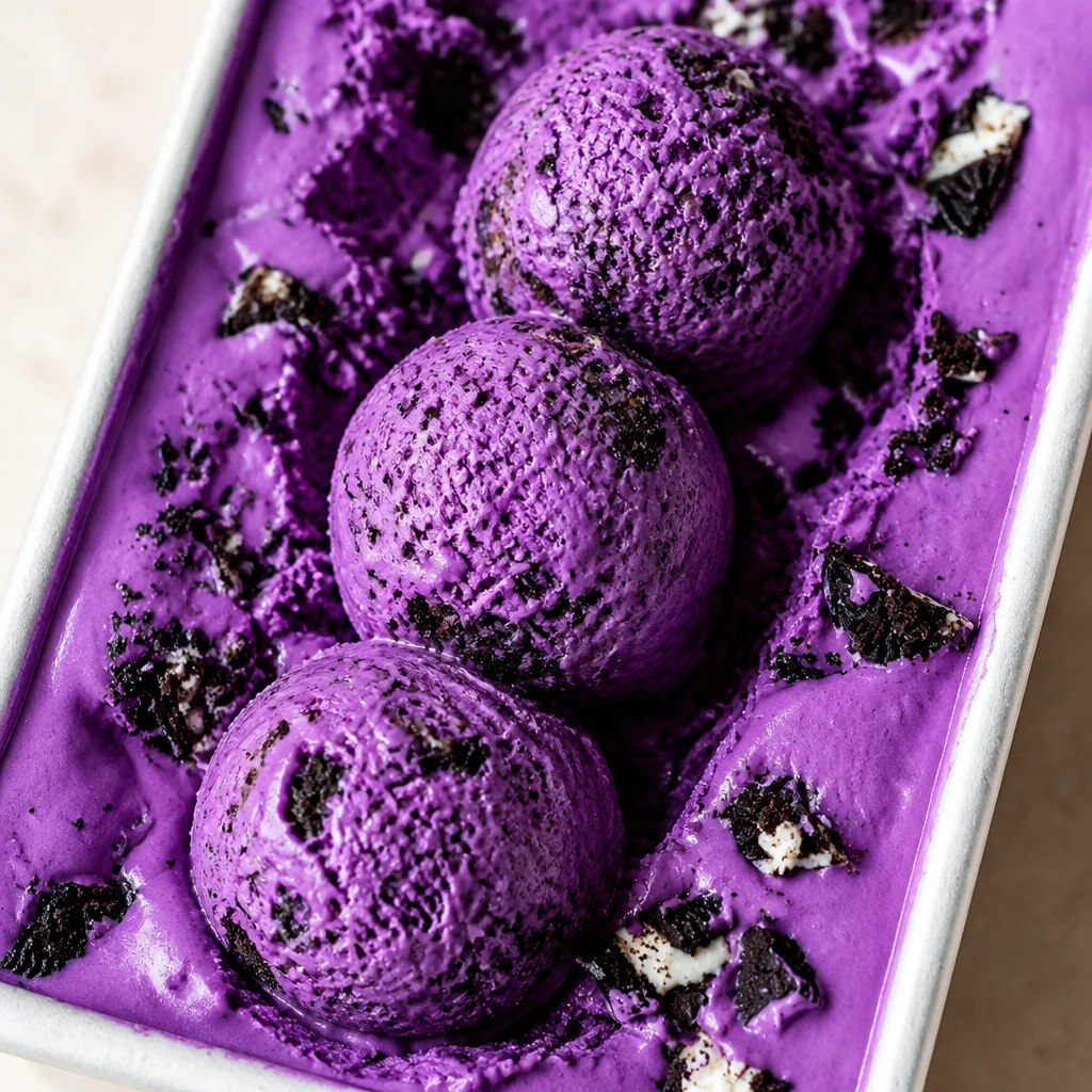 Delicious Easy Ube Ice Cream — No Churn Purple served in cones