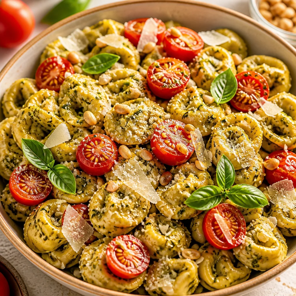 Delicious Easy Pesto Tortellini with vibrant ingredients ready in 15 minutes.