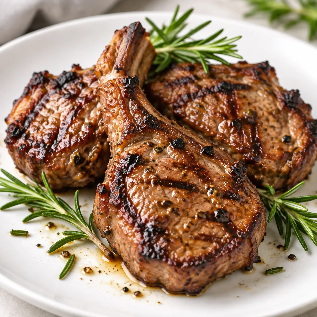 Delicious rosemary garlic lamb chops grilled to perfection with fresh marinade