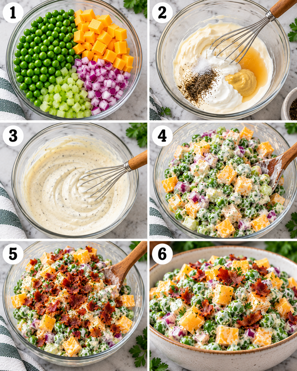 Creamy Green Pea Salad with Cheddar