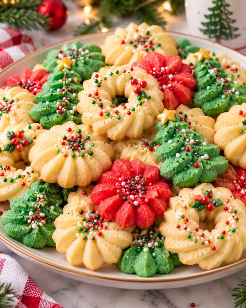 Buttery Christmas Spritz Cookies Recipe