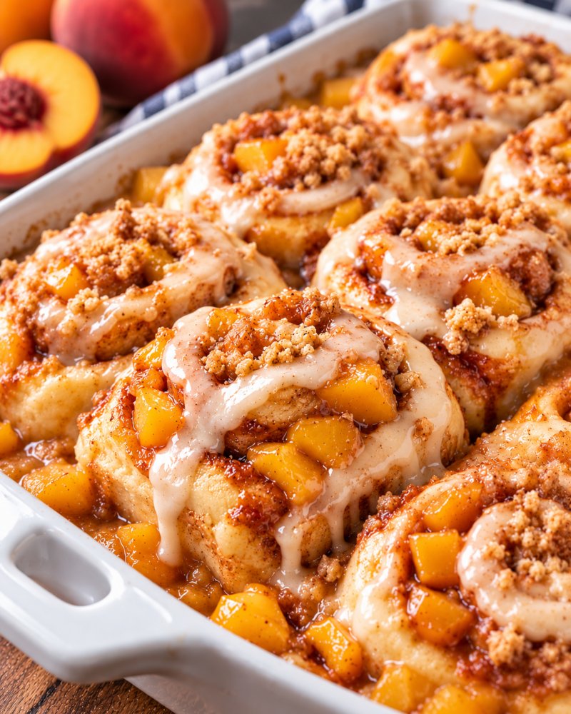 Peach Cobbler Cinnamon Rolls
