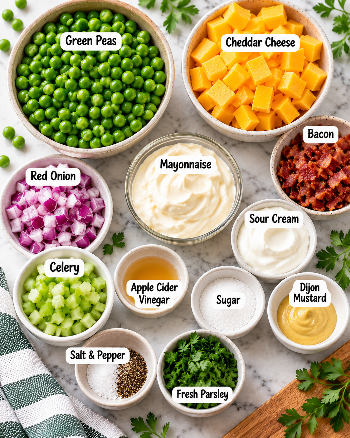 Creamy Green Pea Salad with Cheddar