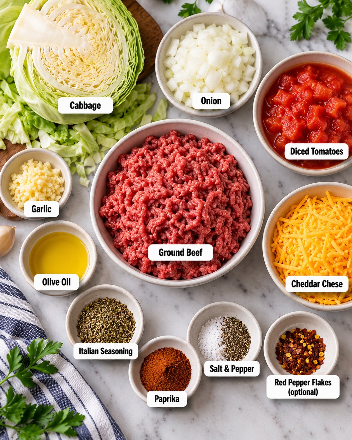 Cheesy Ground Beef and Cabbage Skillet