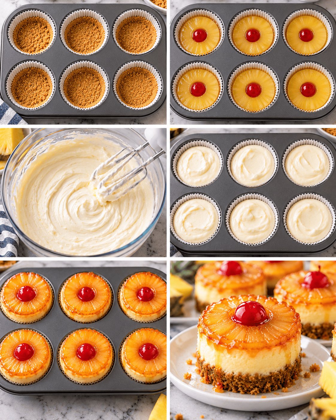 Mini Pineapple Upside-Down Cheesecakes