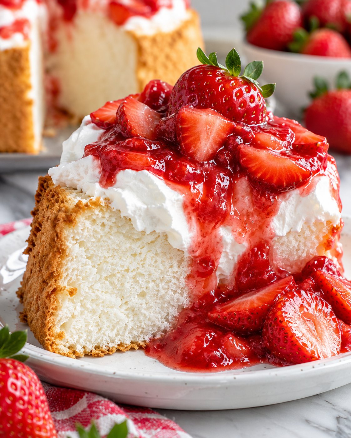 Sweet Strawberry Angel Food Cake