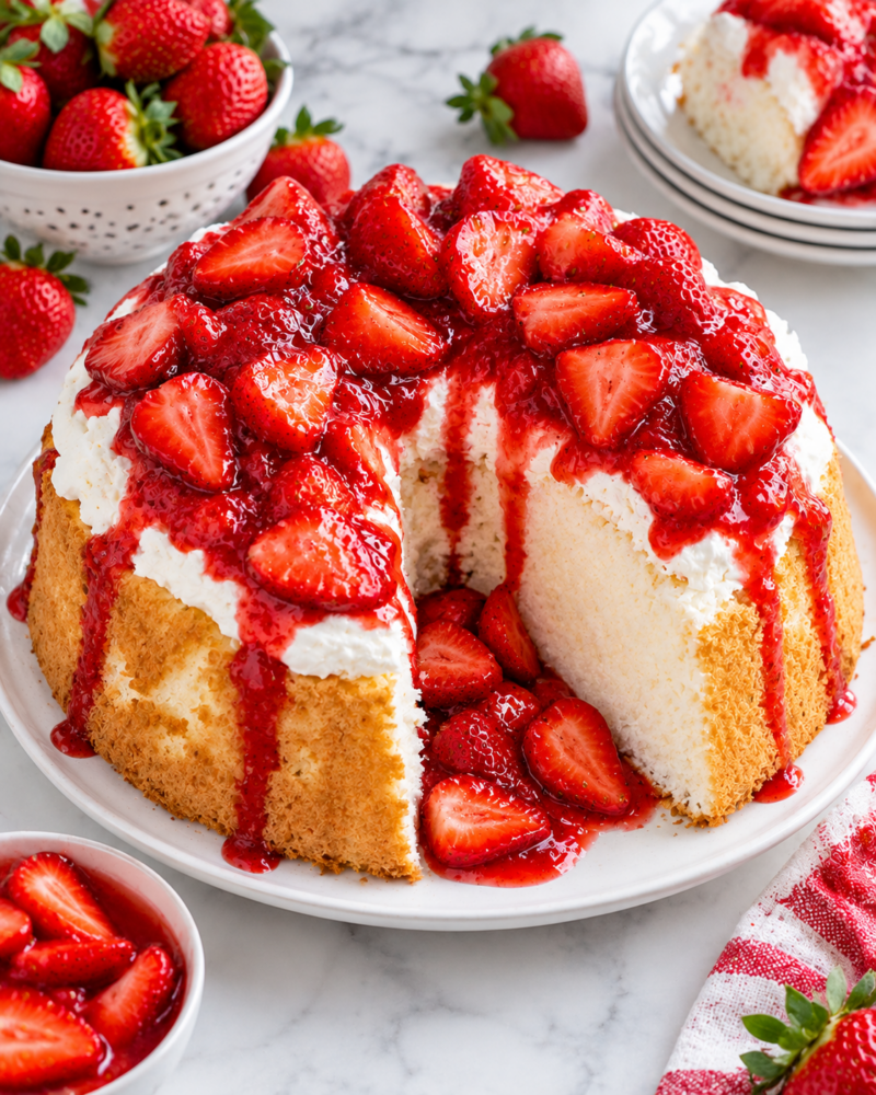 Sweet Strawberry Angel Food Cake