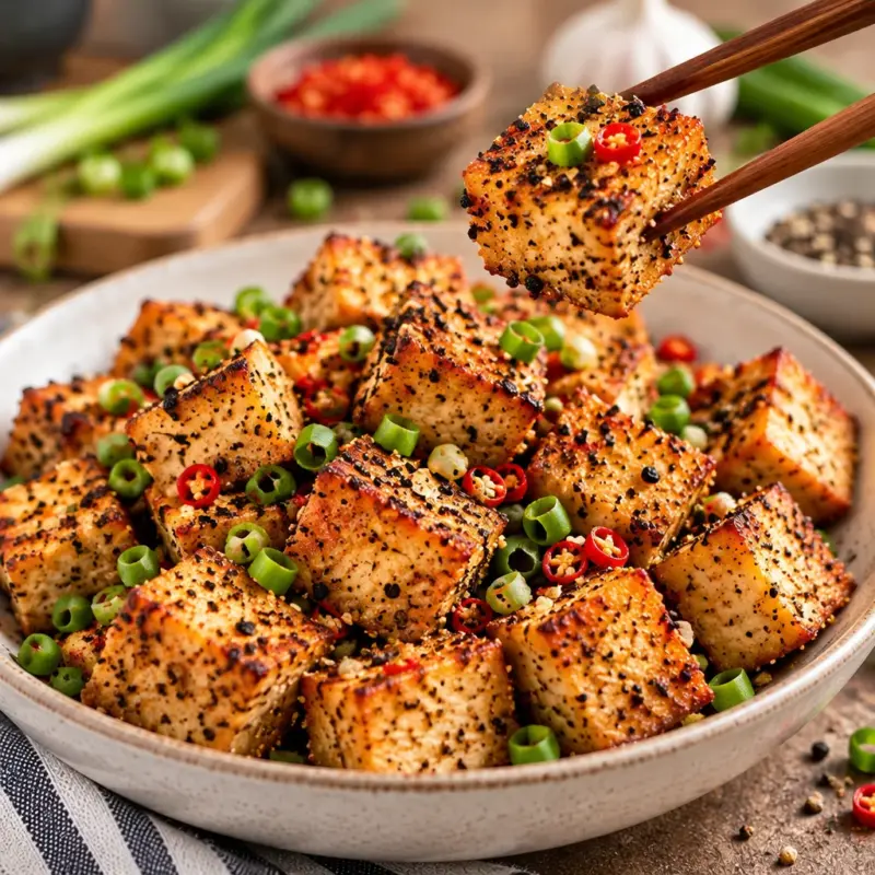 Easy Air Fryer Salt and Pepper Tofu