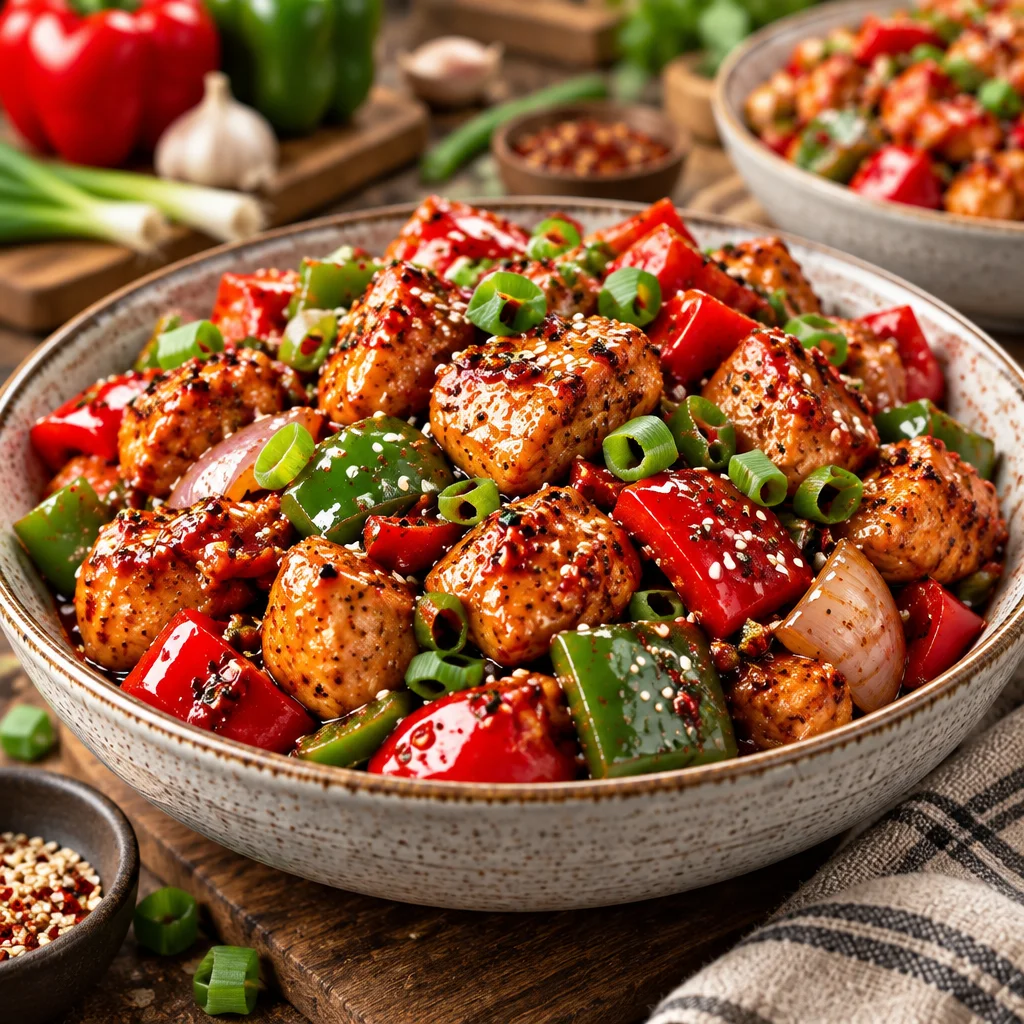 Crispy chilli chicken tossed in a spicy and tangy sauce, perfect for Indian-Chinese cuisine.