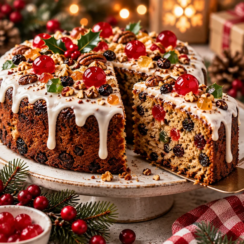 Moist and rich Christmas cake recipe, perfect for festive celebrations.