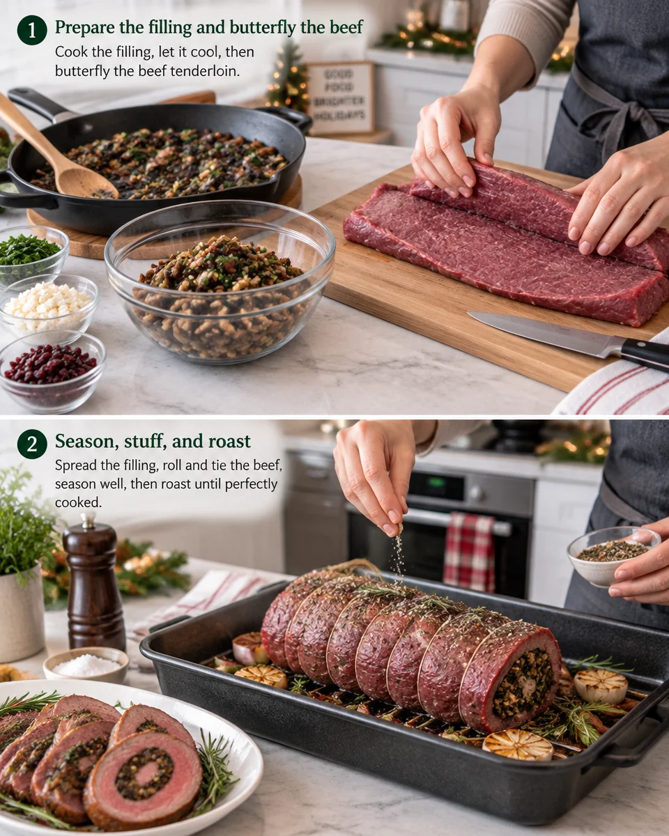 Easy Christmas Stuffed Beef Tenderloin