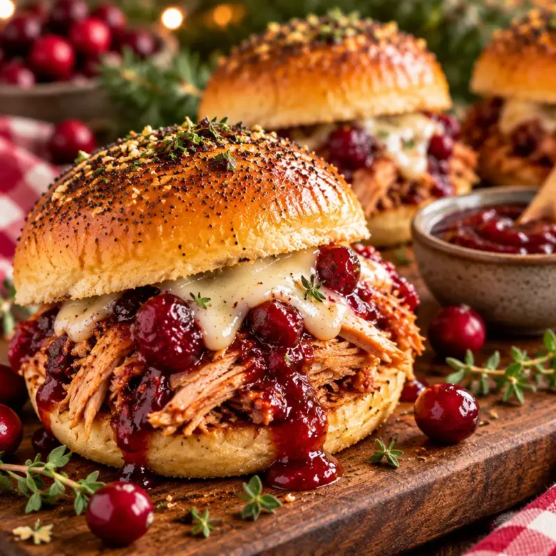 Easy Crockpot Cranberry BBQ Turkey Sliders