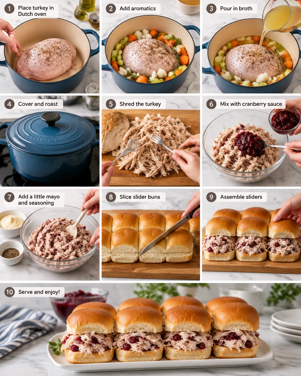 Easy Crockpot Cranberry BBQ Turkey Sliders