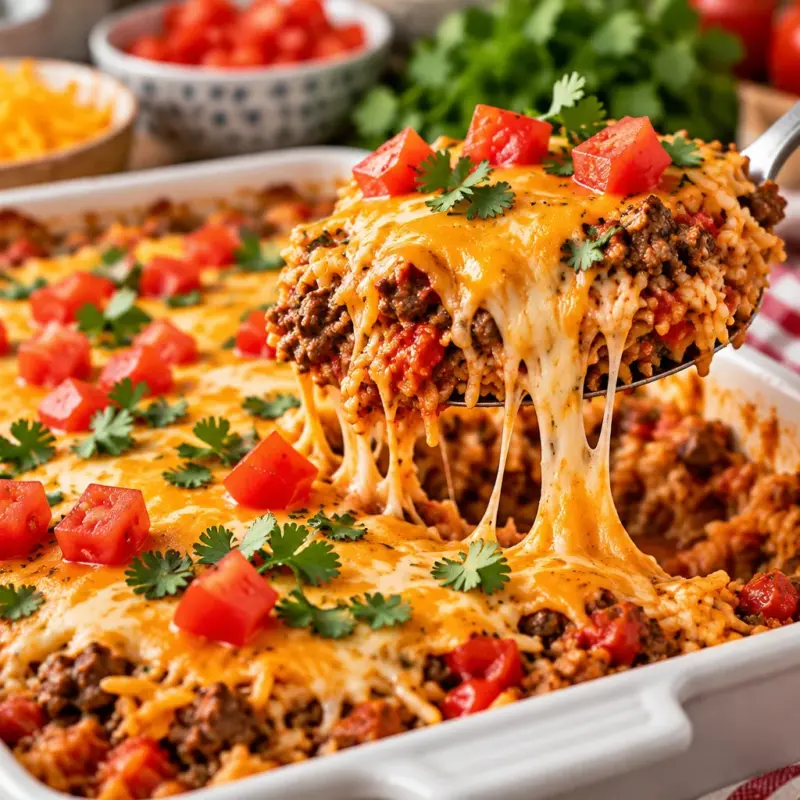 Easy Mexican Ground Beef Casserole with Rice