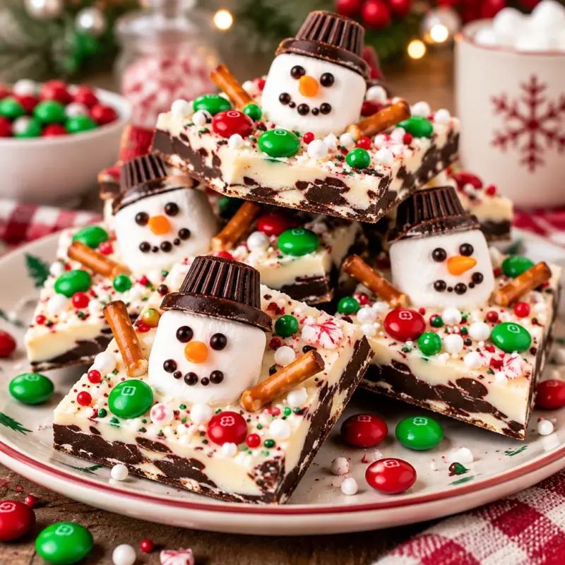 Easy Snowman Chocolate Bark Recipe
