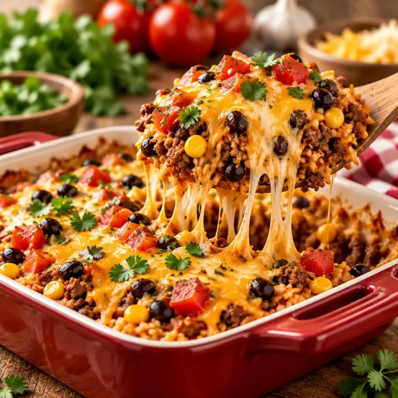 Mexican Ground Beef Casserole with Rice