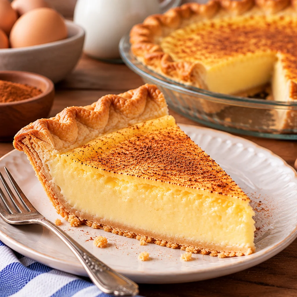 Old Fashioned Custard Pie baked to perfection with a creamy custard filling.